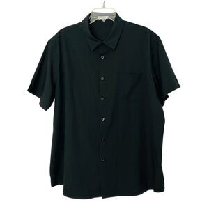 Coofandy Men’s Black Graph Check Button Front Short Sleeve Shirt XXL
